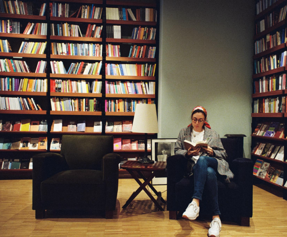 Man reading books