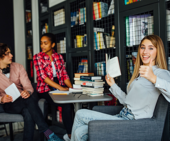 Two people studying